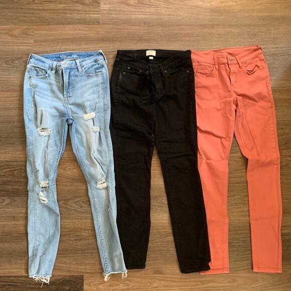 Skinny Jeans Lot Old Navy Black Pink Denim - Picture 1 of 12